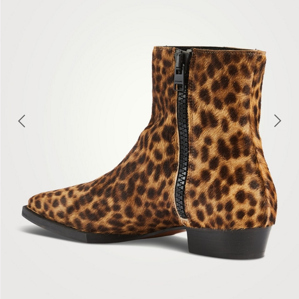 New Without Box Frame Le Maddox Leather Ankle Boot in Leopard Print - Picture 4 of 8